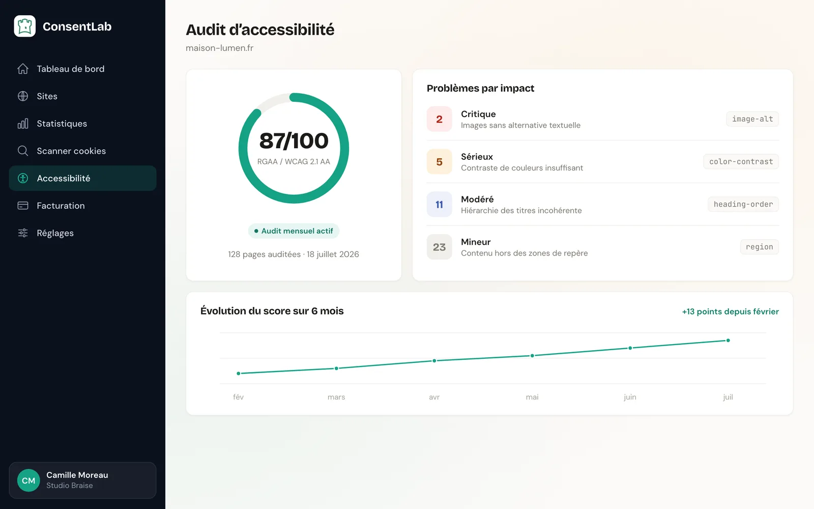Plateforme de gestion du consentement RGPD, ConsentLab, capture 6