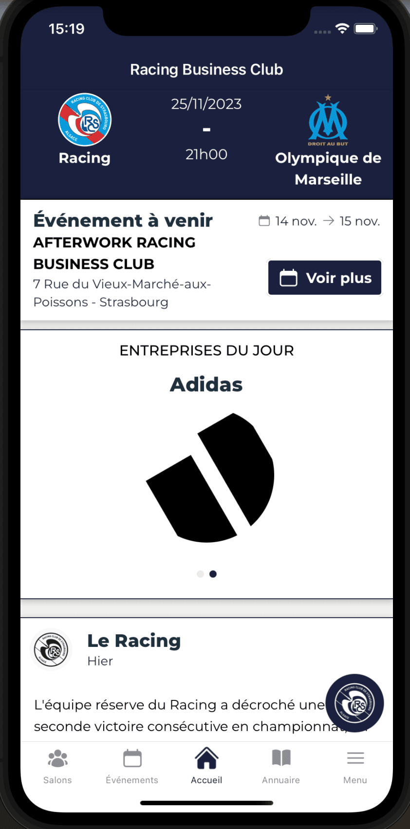 App Social Media Business — Racing Club de Strasbourg, capture 3