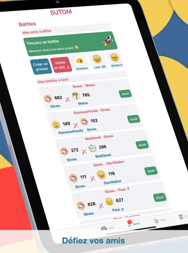 Serveur de jeu vidéo + Dashboard Admin/Analytics — Sutom, capture 2