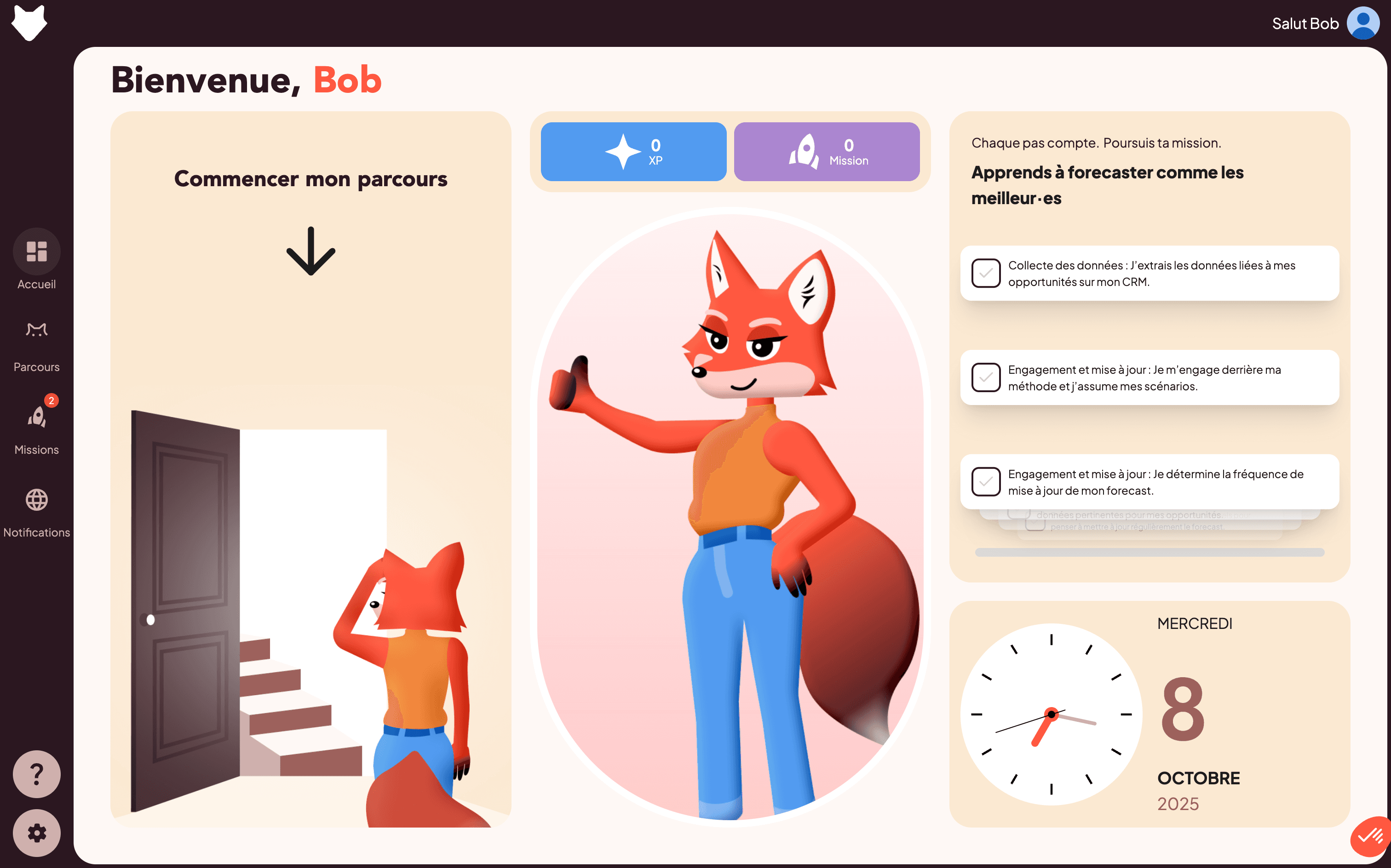 Application web d'apprentissage — Andra, capture 1