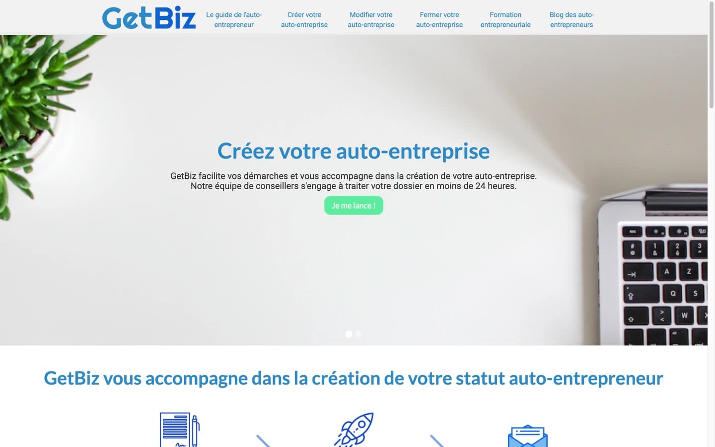 Devenez micro-entrepreneur — GetBiz, capture 1