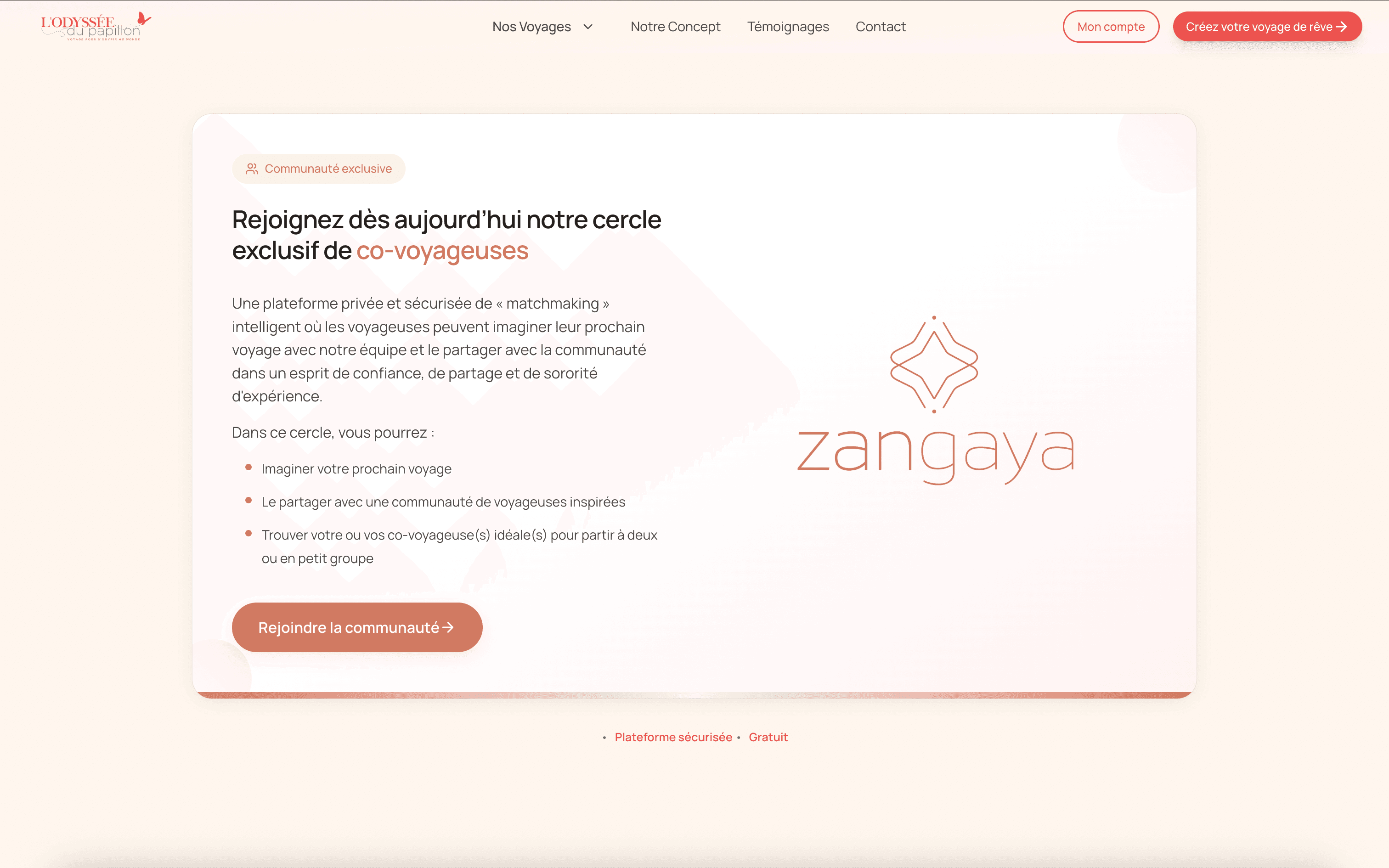 Application web pour agence de voyages — L'odyssée du Papillon, capture 4