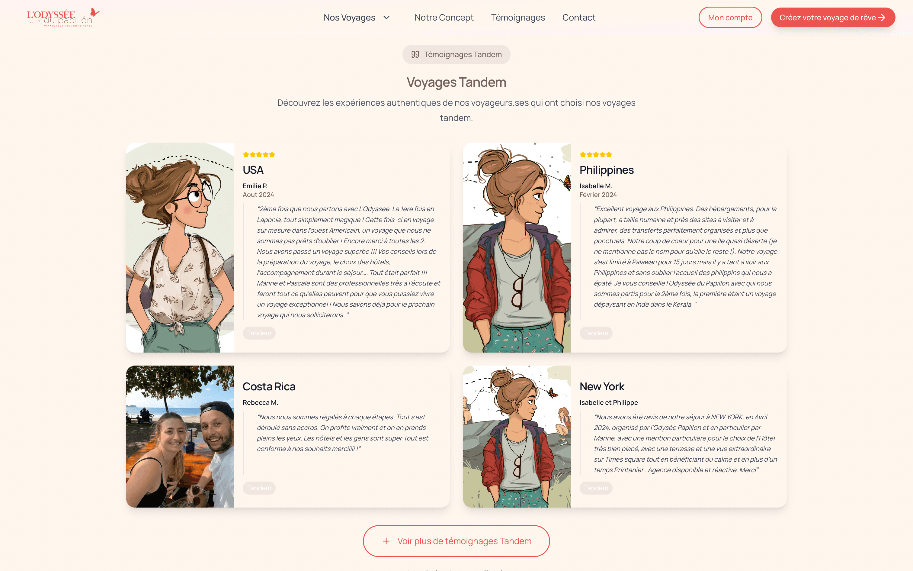 Application web pour agence de voyages — L'odyssée du Papillon, capture 5